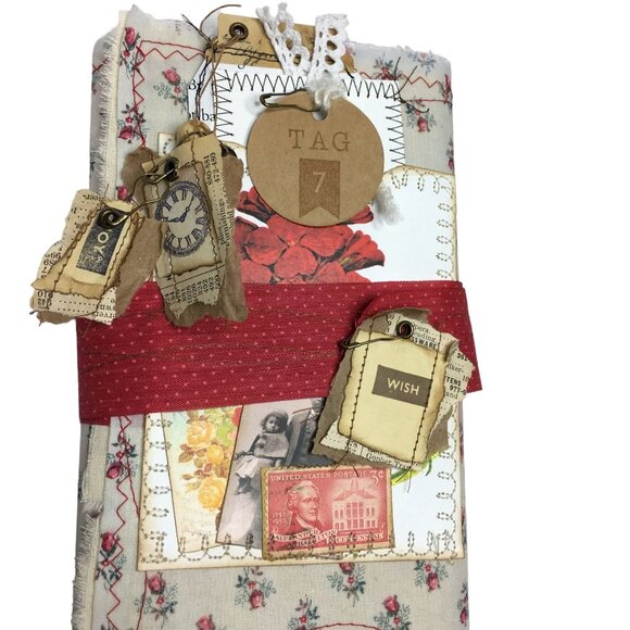 Writing Junk Journal Vintage Style Fabric Cover Diary Includes Ephemera No 7 u - Picture 2 of 10